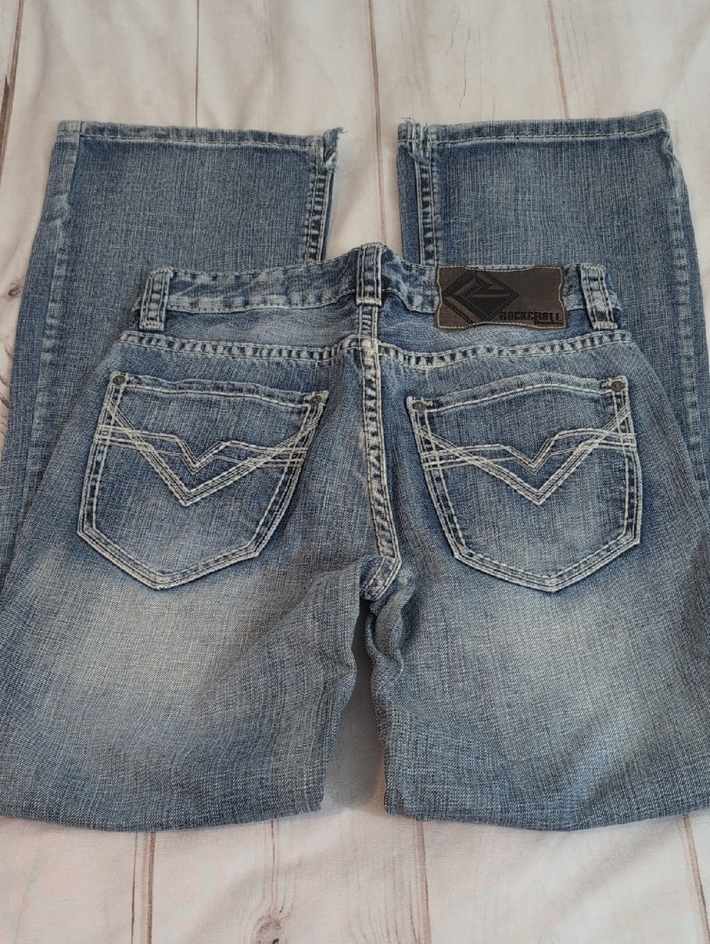 Rock and Roll Men’s Light Blue Washed Denim Jeans size 29 Long